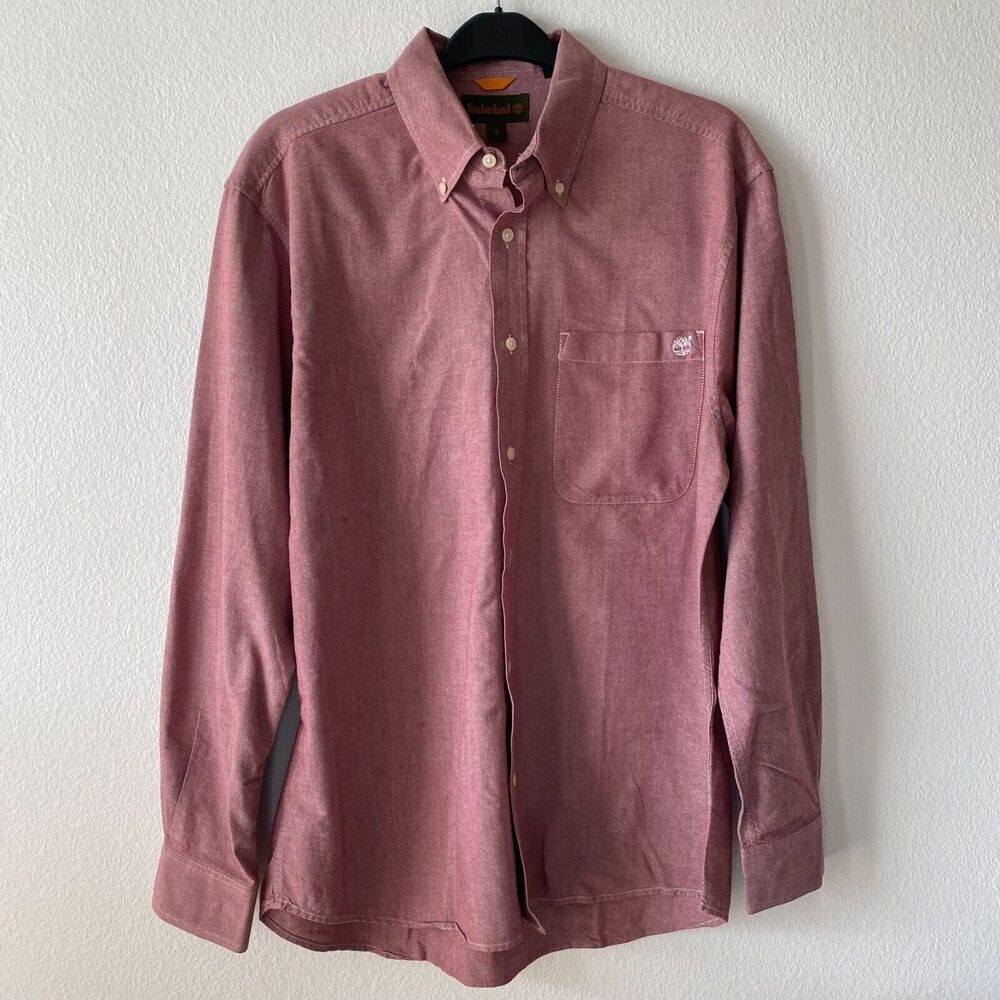 Timberland Shirt  Size L Men's‎ Long Sleeve Button Down 100% Cotton Red
